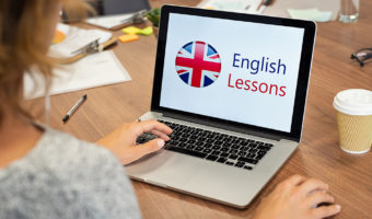Woman learning english online