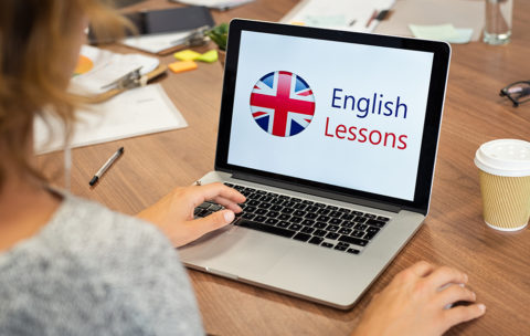Woman learning english online