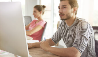 Man very focused on his work