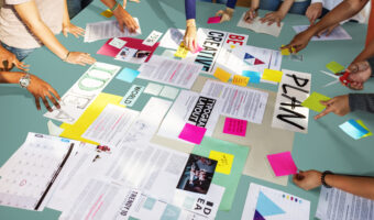 Students working on a project plan