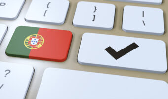Portugal National Flag and Check Mark or Yes Button 3D Illustration