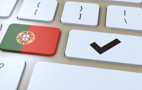 Portugal National Flag and Check Mark or Yes Button 3D Illustration